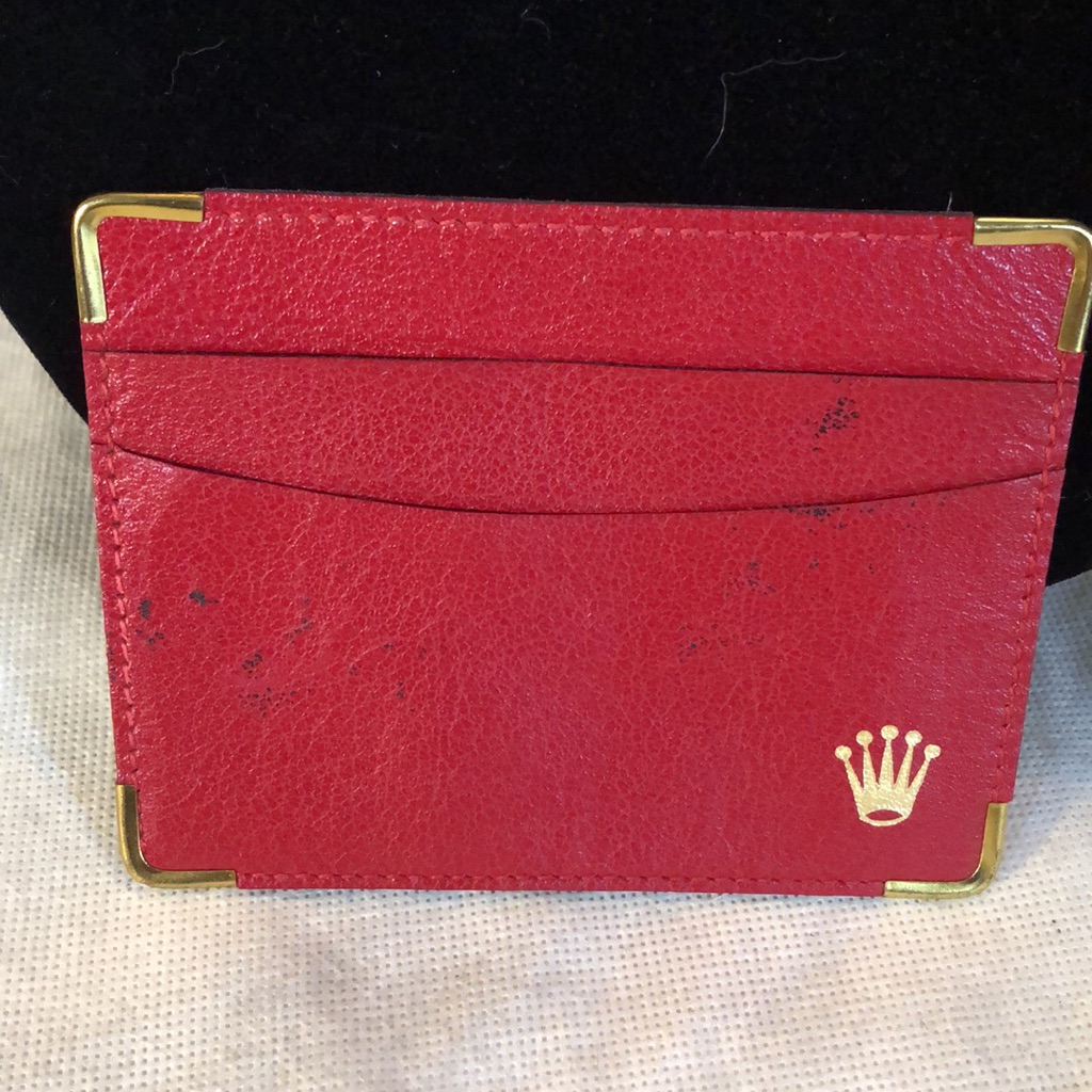 Vintage Rolex Red Sumptuous Leather  Gold Logo 4 Corners Card Holder